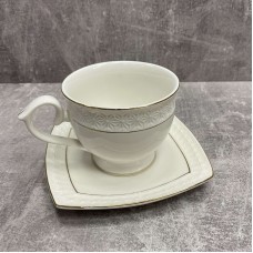 Чашка з блюдцем 90 мл кругла фарфорова біла Снігова королева Interos 506707-A-90