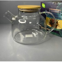 Чайник для заварювання Ardesto 1000 мл боросилікатне скло з бамбуковою кришкою AR3010GB/AR3010GBM