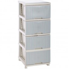Комод Пластиковий Алеана "Смужки Блакитні" кремовий