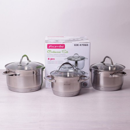 Набір каструль 6 предметів (2,1 літри, 2,9 літри, 4 літри), 7-шарове дно