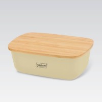 Хлібниця пластикова з бамбуковою кришкою 34,5*23,5*13 см MR-1776 Ivory