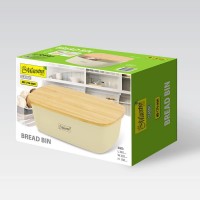 Хлібниця пластикова з бамбуковою кришкою 34,5*23,5*13 см MR-1776 Ivory