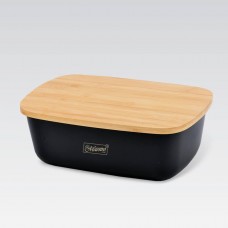 Хлібниця пластикова з бамбуковою кришкою 34,5*23,5*13 см MR-1776 Black