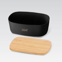Хлібниця пластикова з бамбуковою кришкою 34,5*23,5*13 см MR-1776 Black