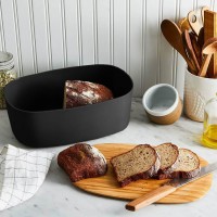 Хлібниця пластикова з бамбуковою кришкою 34,5*23,5*13 см MR-1776 Black