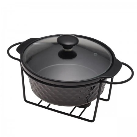 Марміт керамічний на металевій підставці 24*21*8 см 1,5 л Kamille KM-6425 чорний