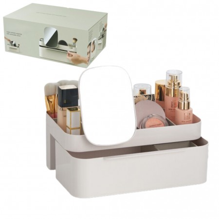 Органайзер для косметики з дзеркалом пластиковий 29,7*18,4*12,1 см A-Plus 75005