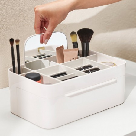 Органайзер для косметики з дзеркалом пластиковий 29,7*18,4*12,1 см A-Plus 75005