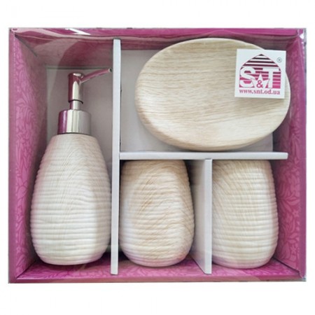 Набір аксесуарів для ванної кімнати 4 пр Білий Ясен S&T 888-06-027