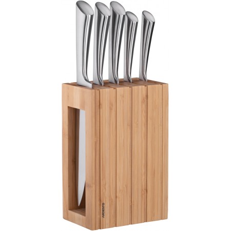 Набір ножів Ardesto Black Mars з бамбуковою підставкою 6 предметів (AR2021SB)