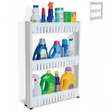 Підлогова полиця етажерка Ал-Пластик у ванну кімнату на коліщатках 3 яруси 379