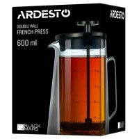 Френч-прес з подвійними стінками 600 мл Ardesto Black Mars AR1906DW