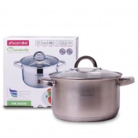 Каструля з нержавіючої сталі 5,1 л з скляною кришкою Kamille Classic KM-5622S