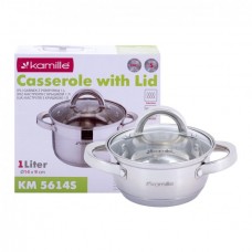 Каструля з нержавіючої сталі 1 л з скляною кришкою Kamille Classic KM-5614S