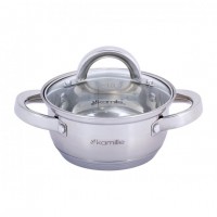 Каструля з нержавіючої сталі 1 л з скляною кришкою Kamille Classic KM-5614S