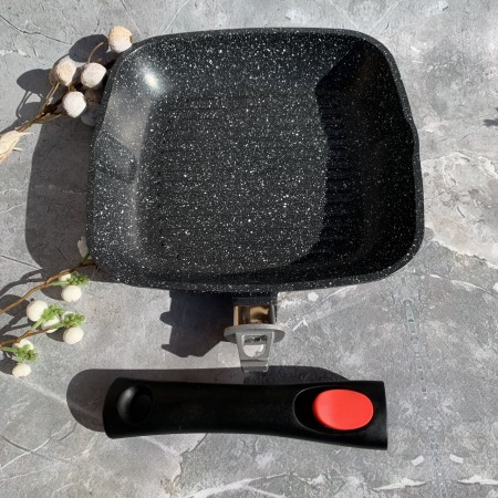 Сковорода-гриль зі знімною ручкою 24 см з антипригарним мармуровим покриттям Edenberg-8129