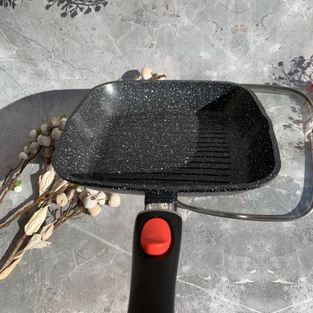 Сковорода-гриль зі знімною ручкою 24 см з антипригарним мармуровим покриттям Edenberg-8129