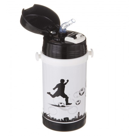 Дитячий термос із нержавіючої сталі з трубочкою  320 мл Чорно-білий A-Plus 1776