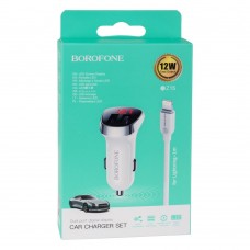 Автомобільний зарядний пристрій із кабелем 2.4A Lightning  Borofone BZ15