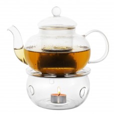 Заварник скляний із підставкою для свічки Kamile 800 мл KM-1628